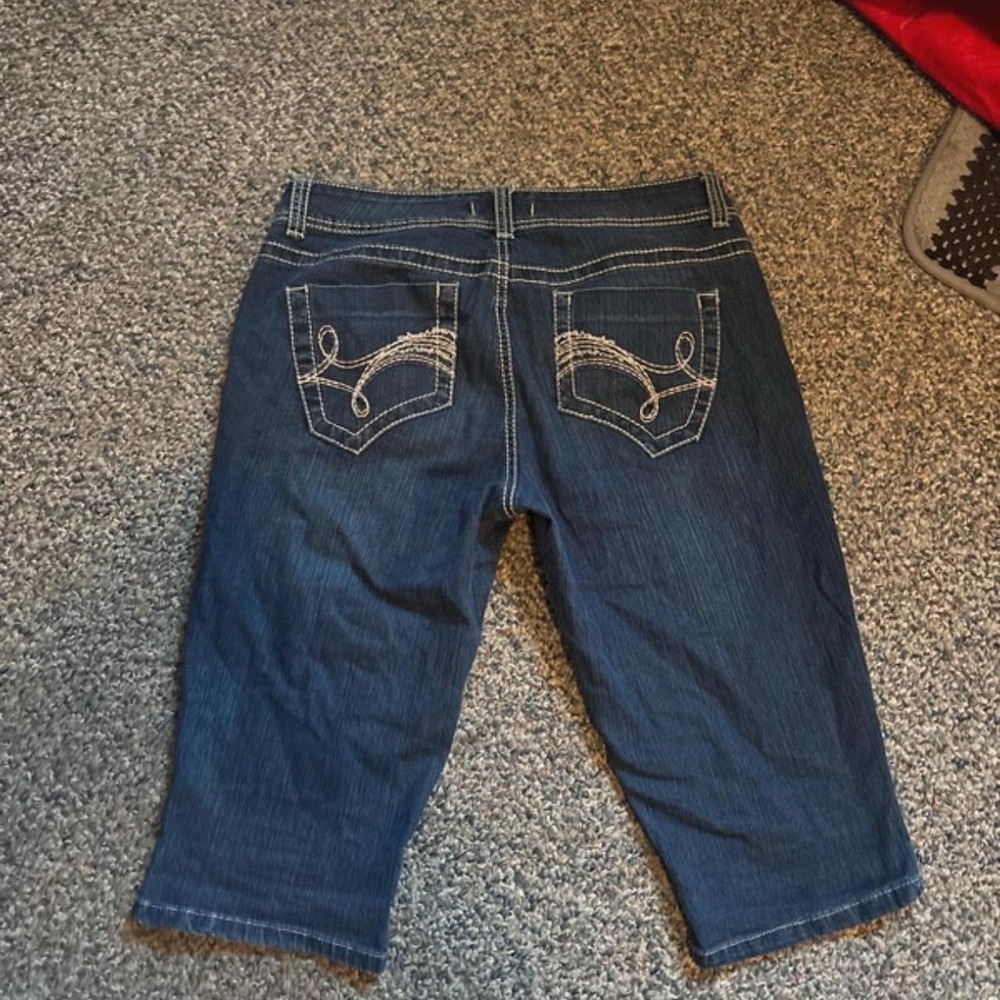 Y2K vintage America capris women's 10 blue stretchy pocket detail